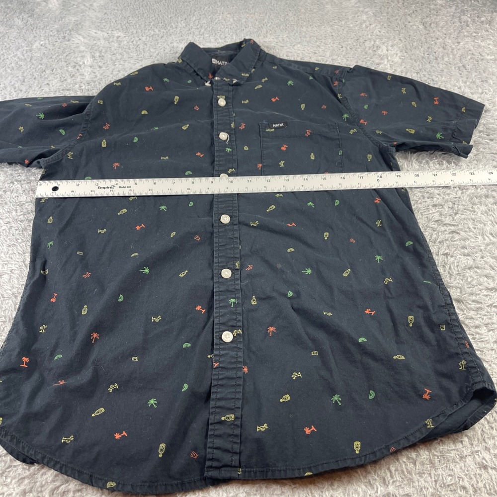 Matix Mens Small Black Short Sleeve Button Down Shirt Palm Tree Cactus Tequila - Picture 3 of 9